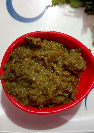 A picture of Pudina Chutney with Tadka twist | Green (hari)Mint Chutney.
