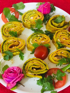 A picture of Moong Dal Cheela Pinwheels.
