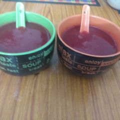 Beetroot Carrot and Tomato soup A picture of Beetroot Carrot and Tomato soup.