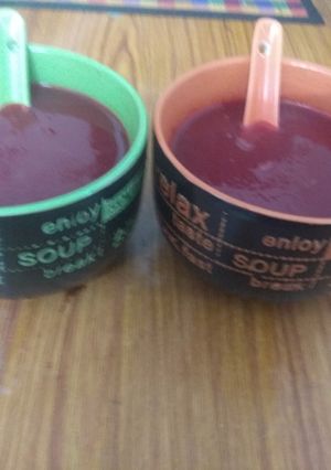 A picture of Beetroot Carrot and Tomato soup.