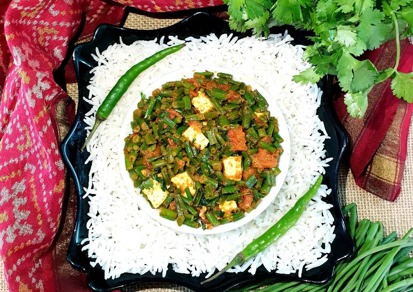 Radish pod paneer masala