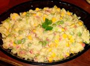 A picture of peas and corn salad