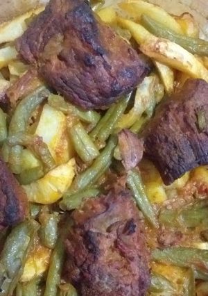 صورة لوصفة لوبيا خضراء مجمرةفي الفرن لله لله
