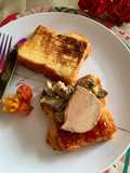 ☆Brioche Perdue au Foie Gras, Poêlée de Champignons et Chutney de Fraises☆
