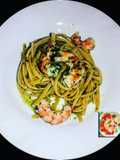 Linguine ai gamberi e pesto