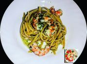 A picture of seafood pasta linguine