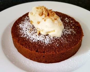 Best Recipe Chocolate cake topped w homemade custard ice cream Yummy