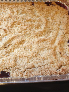 A picture of Blackberry and apple 🍎 crumble.