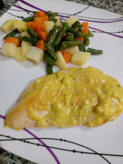 Una foto de Pollo al curry versión light