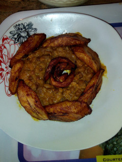 A picture of Fried Plantain and Beans.