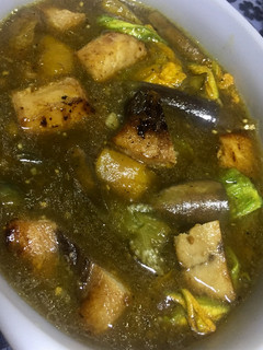 A picture of Sword fish with vegetable.