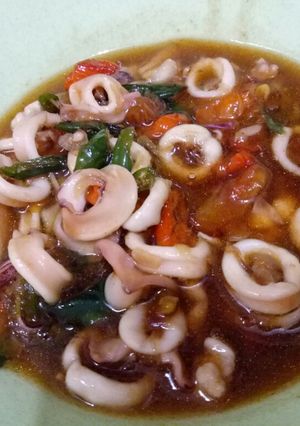 Foto resep Cumi saos tiram pedas asam manis