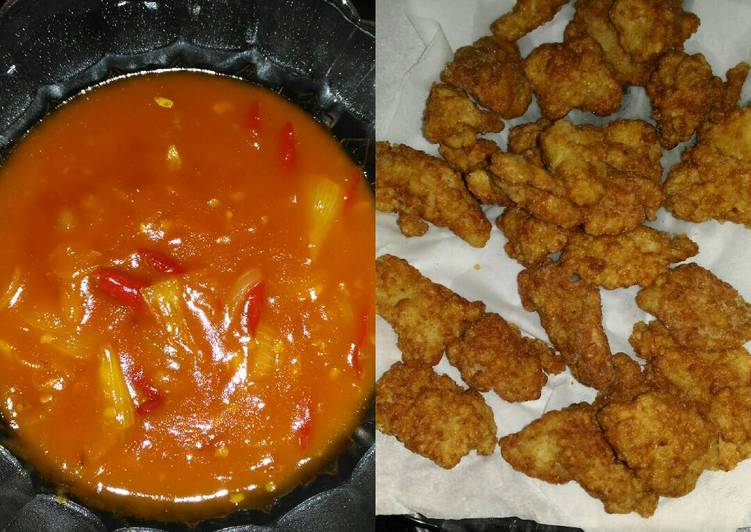 Resep Crispy Pop chicken with sour and sweet sauce yang Lezat