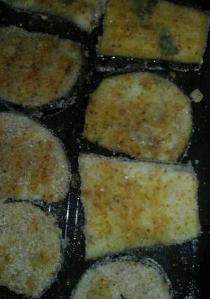 Una foto de Berenjenas en milanesa
