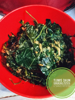 Foto resep Tumis Daun Singkong Pepaya Udang Rebon