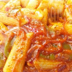 A picture of Red sauce pasta.