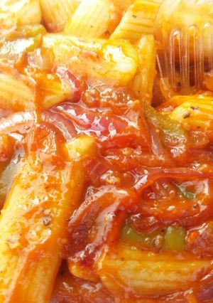 A picture of Red sauce pasta.