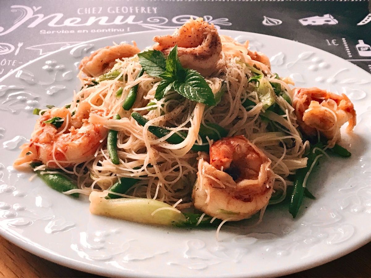 Bún Gạo Xào Tôm