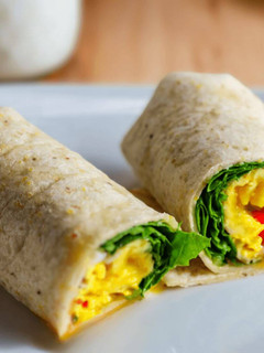 A picture of Scrambled Tofu and Veggie Wrap with Salsa.