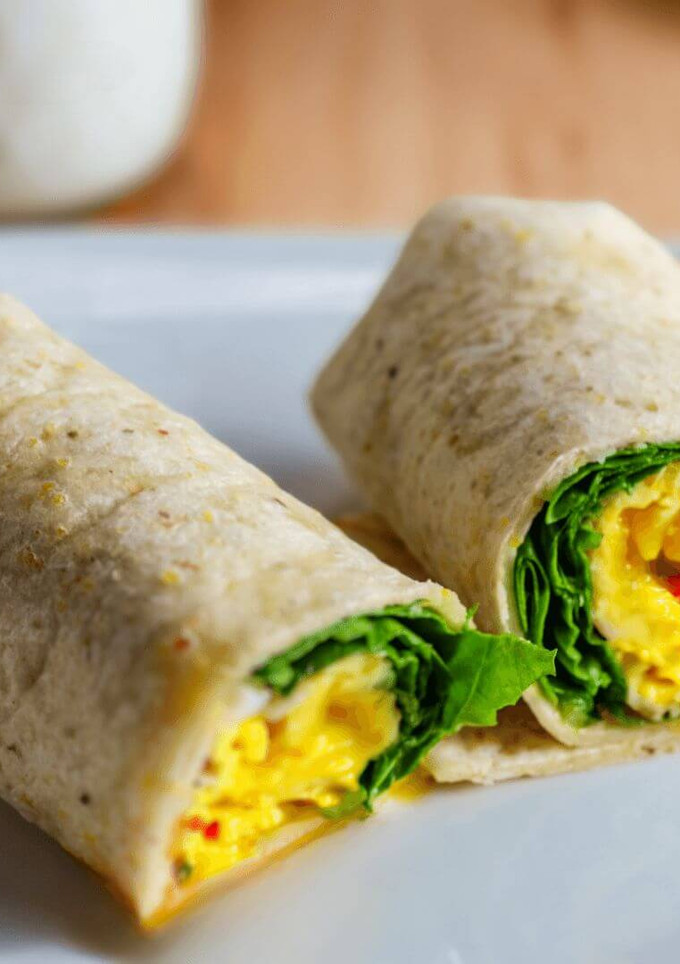 A picture of Scrambled Tofu and Veggie Wrap with Salsa.