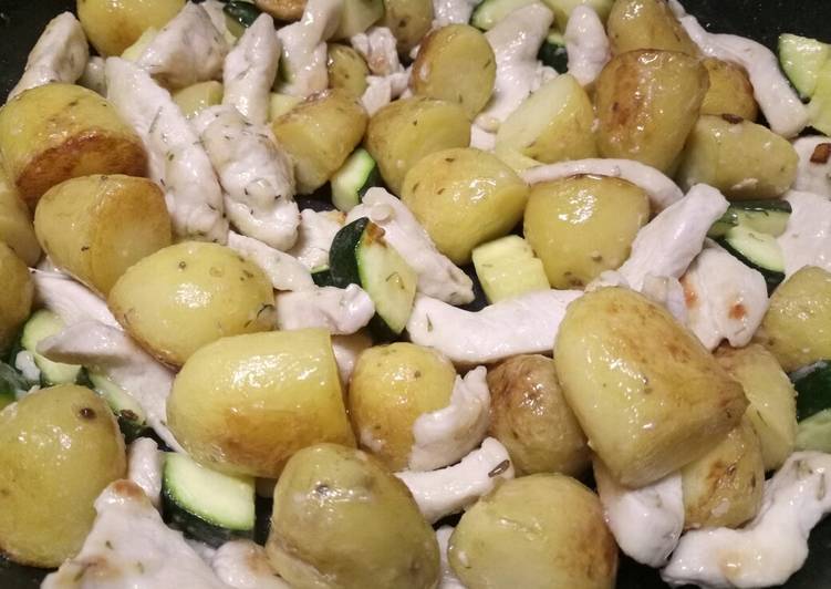 Simple Way to Make Perfect Chicken, potato and courgette one pan dinner