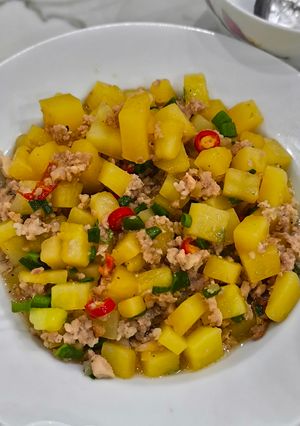 Hình của món Thịt băm xào khoai tây.