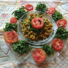 A picture of Grated cauliflower with peas sabzi.