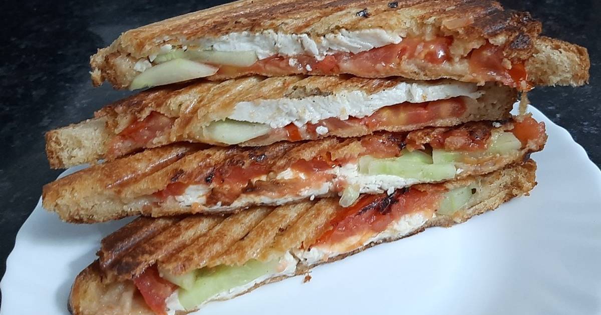 paneer sandwich recipe  how to make grilled paneer sandwich recipe