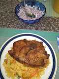 Arroz a la jardinera con chuleta de cerdo