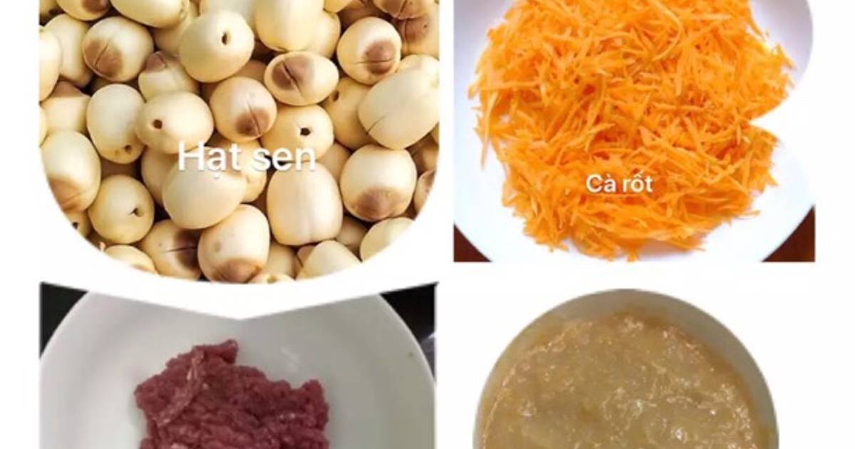 What are the ingredients needed to make cháo thịt bò hạt sen cà rốt?