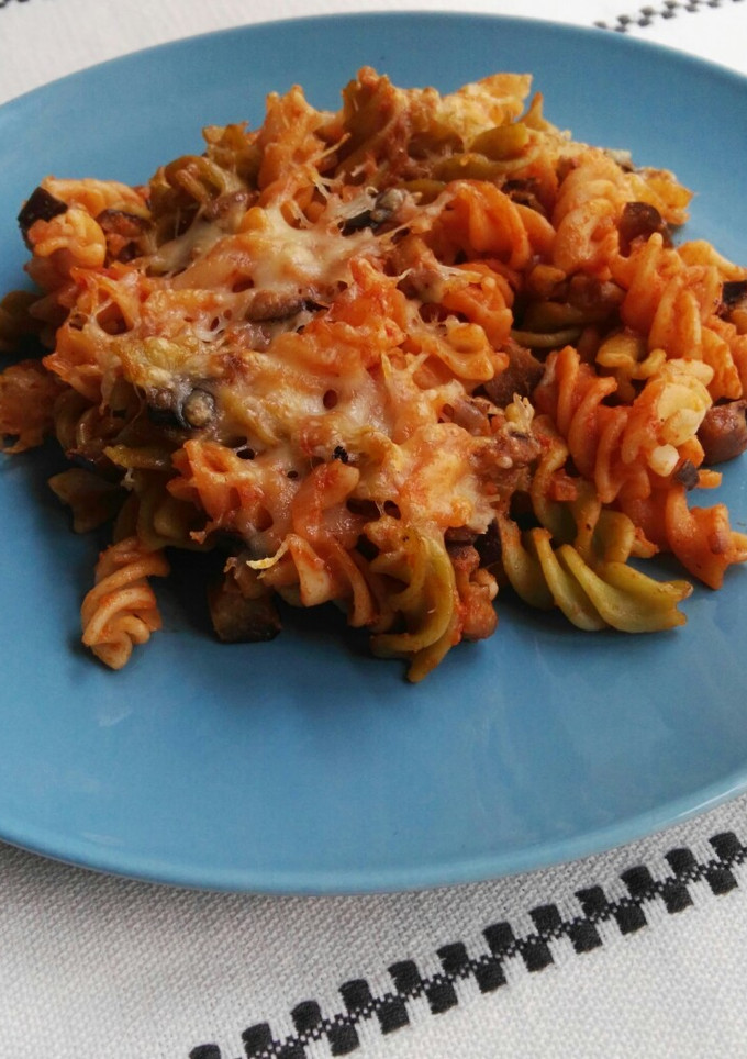 Una foto de Espirales gratinadas con berenjena