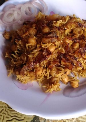A picture of Chole biryani.