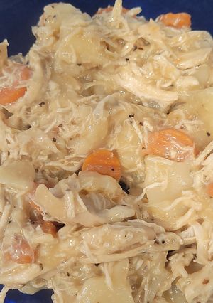 A picture of Chicken and dumplings.