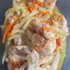 A picture of Chicken Wings with Sayote and Carrots.
