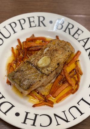 A picture of Haddock Fillet with Grilled Carrot.