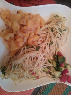 A picture of Potato salad with spaghetti #cookpadramadan #RamadanSpecial.