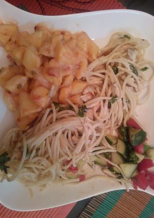 A picture of Potato salad with spaghetti #cookpadramadan #RamadanSpecial.
