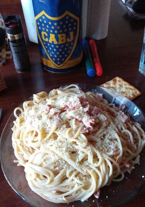 Una foto de Fideos con crema