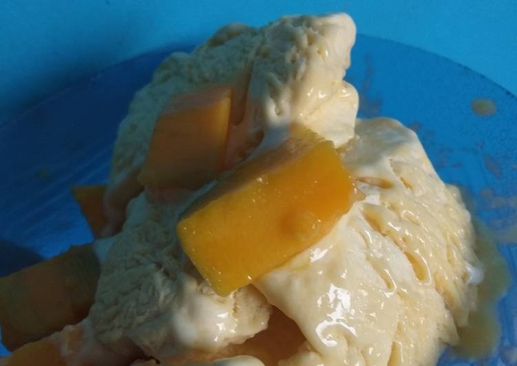 Cara Menyiapkan Es krim buah mangga yang Lezat!