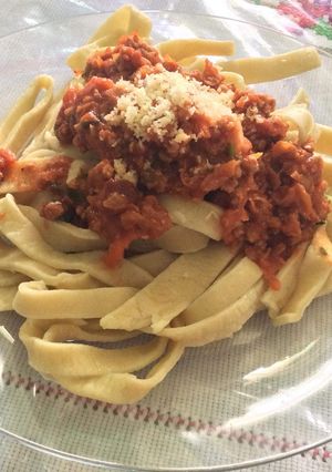 Una foto de Pasta a la bolognesa