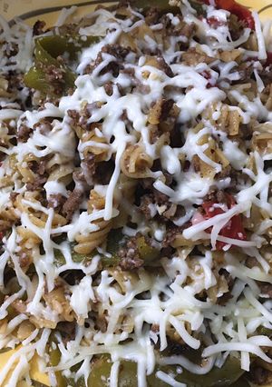 A picture of Instant pot philly cheesesteak pasta.
