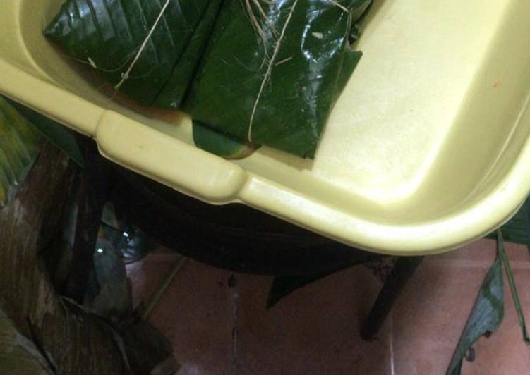 Tamales de arroz y masa Con cerdo y pollo