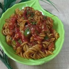 A picture of Sprial Pasta in Red Sauce (My Style).