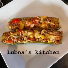 Stuffed Courgette Boats: A picture of Stuffed Courgette Boats:.