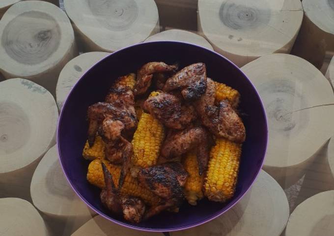 Steps to Make Favorite Braaied wings and sweetcorn