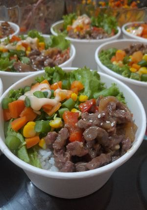 Foto resep Rice bowl with beef teriyaki