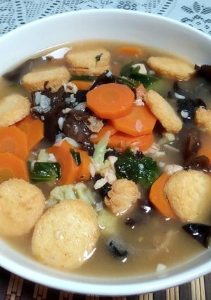 Foto resep Sapo tahu ayam jamur