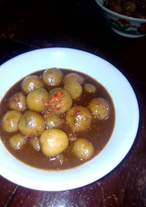 Foto resep Cilok isi telur asin Kuah kacang