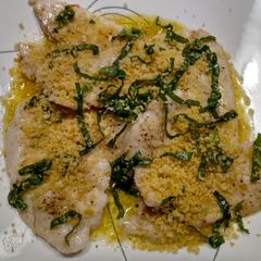 Pan-fried sole with lemon, basil and garlic crumb A picture of Pan-fried sole with lemon, basil and garlic crumb.