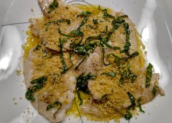 How to Cook Appetizing Panfried sole with lemon basil and garlic crumb